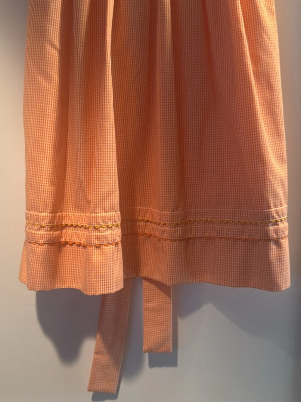 Girls Orange Gingham Smocked Dress with White Peter Pan Collar size 5